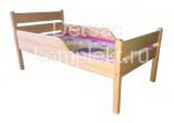 Кровать детская "Мишаня" с полу-бортами (нат.дерево)1200*600 цветная