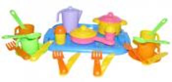 Набор детской посуды "Настенька" с подносом на 4 персоны